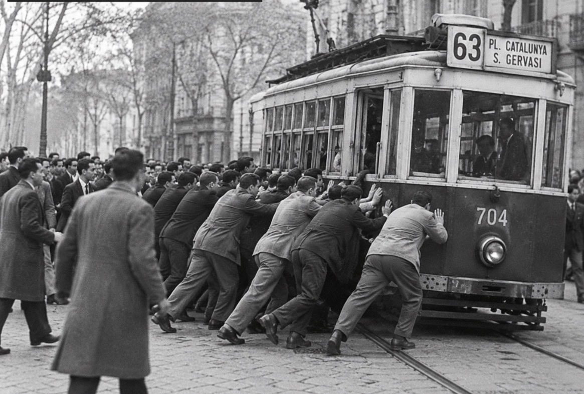 Foto: Francesc García Vilella / Arxiu Històric de la Ciutat de Barcelona (Vaga de tramvies, 1951).