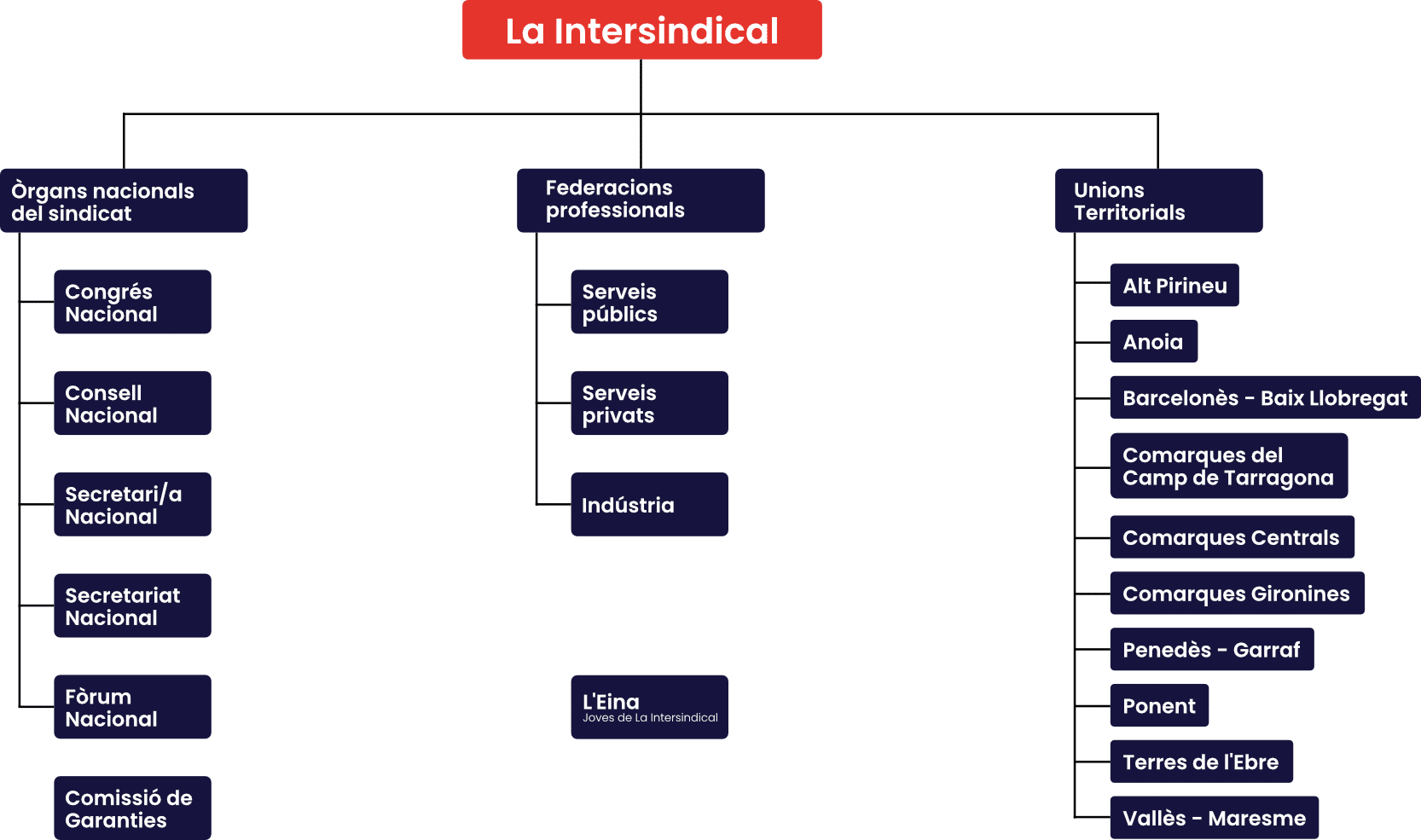 Organigrama de com ens organitzem a La Intersindical